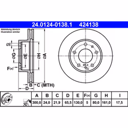 Disque de frein ATE 24.0124-0138.1 avant, ventilé, 1 pièce