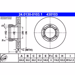 Disque de frein ATE 24.0130-0103.1, 1 pièce