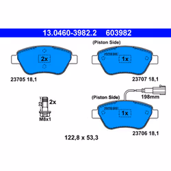 Jeu de plaquettes de frein ATE 13.0460-3982.2, avant