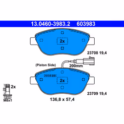 Jeu de plaquettes de frein ATE 13.0460-3983.2, avant
