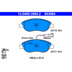 Jeu de plaquettes de frein ATE 13.0460-3984.2, avant