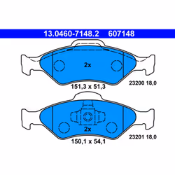 Jeu de plaquettes de frein ATE 13.0460-7148.2, avant