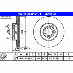 Disque de frein ATE 24.0120-0128.1 avant, ventilé, à haute teneur en carbone, 1 pièce