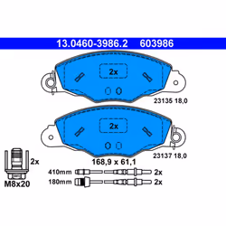 Jeu de plaquettes de frein ATE 13.0460-3986.2, avant