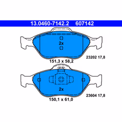Jeu de plaquettes de frein ATE 13.0460-7142.2, avant