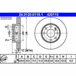 Disque de frein ATE 24.0120-0115.1 avant, ventilé, à haute teneur en carbone, 1 pièce
