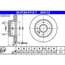 Disque de frein ATE 24.0124-0112.1 avant, ventilé, 1 pièce