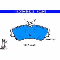 Jeu de plaquettes de frein ATE 13.0460-2862.2, avant