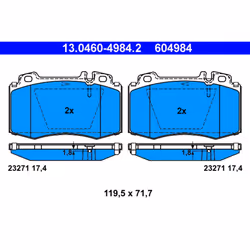 Jeu de plaquettes de frein ATE 13.0460-4984.2, avant