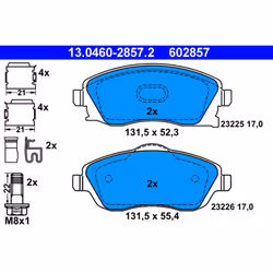 Jeu de plaquettes de frein ATE 13.0460-2857.2, avant