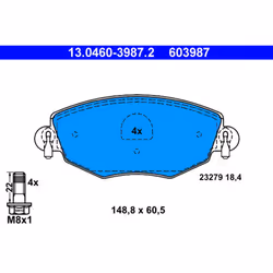 Jeu de plaquettes de frein ATE 13.0460-3987.2, avant