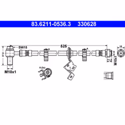 Flexible de frein ATE 83.6211-0536.3, gauche - Vue supplémentaire 2