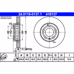 Disque de frein ATE 24.0118-0137.1 avant, ventilé, à haute teneur en carbone, 1 pièce