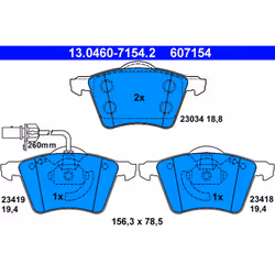 Jeu de plaquettes de frein ATE 13.0460-7154.2, avant