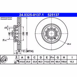 Disque de frein ATE Power Disc 24.0325-0137.1, 1 pièce