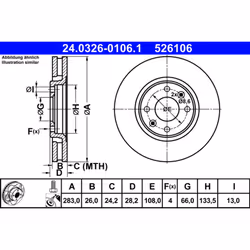Disque de frein ATE Power Disc 24.0326-0106.1, 1 pièce