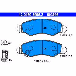 Jeu de plaquettes de frein ATE 13.0460-3995.2, avant