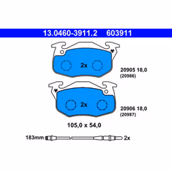Jeu de plaquettes de frein ATE 13.0460-3911.2, avant