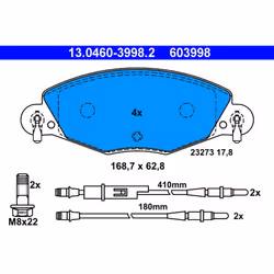 Jeu de plaquettes de frein ATE 13.0460-3998.2, avant