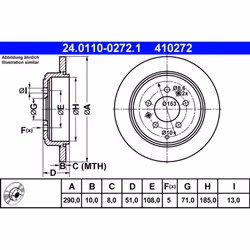 Disque de frein ATE 24.0110-0272.1 arrière, plein, 1 pièce