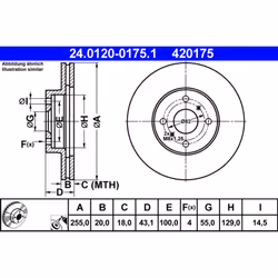 Disque de frein ATE 24.0120-0175.1 avant, ventilé, 1 pièce