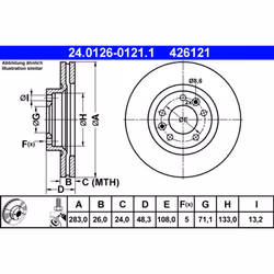 Disque de frein ATE 24.0126-0121.1 avant, ventilé, à haute teneur en carbone, 1 pièce