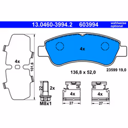 Jeu de plaquettes de frein ATE 13.0460-3994.2, avant