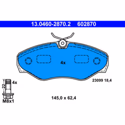 Jeu de plaquettes de frein ATE 13.0460-2870.2, avant