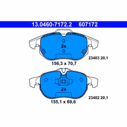 Jeu de plaquettes de frein ATE 13.0460-7172.2, avant
