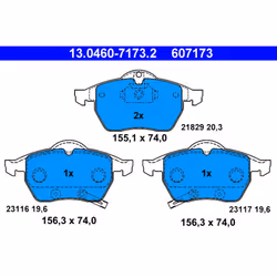 Jeu de plaquettes de frein ATE 13.0460-7173.2, avant