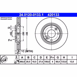 Disque de frein ATE 24.0120-0133.1 avant, ventilé, 1 pièce