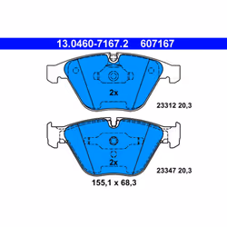 Jeu de plaquettes de frein ATE 13.0460-7167.2, avant