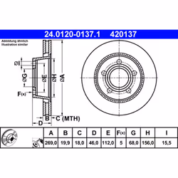 Disque de frein ATE 24.0120-0137.1 arrière, ventilé, 1 pièce - Vue supplémentaire 3
