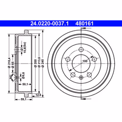 Tambour de frein ATE 24.0220-0037.1