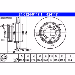 Disque de frein ATE 24.0124-0117.1 arrière, ventilé, à haute teneur en carbone, 1 pièce