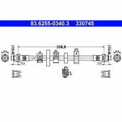 Flexible de frein ATE 83.6255-0340.3, droite