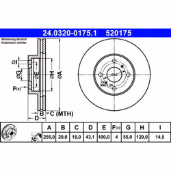 Disque de frein ATE PowerDisc 24.0320-0175.1, 1 pièce