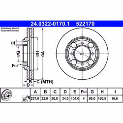 Disque de frein ATE Power Disc 24.0322-0170.1, 1 pièce