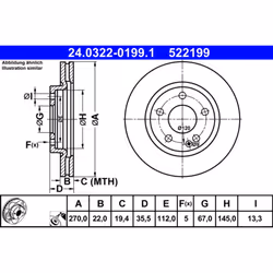 Disque de frein ATE Power Disc 24.0322-0199.1, 1 pièce