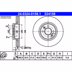 Disque de frein ATE Power Disc 24.0324-0158.1, 1 pièce