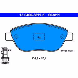 Jeu de plaquettes de frein ATE 13.0460-3811.2, avant