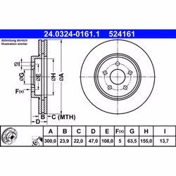 Disque de frein ATE Power Disc 24.0324-0161.1, 1 pièce