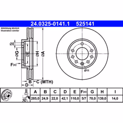 Disque de frein ATE Power Disc 24.0325-0141.1, 1 pièce
