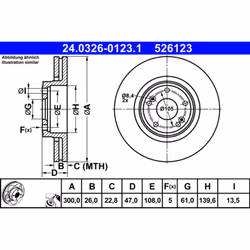 Disque de frein ATE Power Disc 24.0326-0123.1, 1 pièce