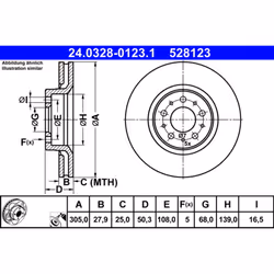 Disque de frein ATE Power Disc 24.0328-0123.1, 1 pièce