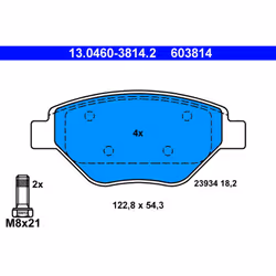 Jeu de plaquettes de frein ATE 13.0460-3814.2, avant