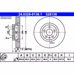 Disque de frein ATE PowerDisc 24.0328-0136.1, 1 pièce