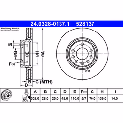 Disque de frein ATE Power Disc 24.0328-0137.1, 1 pièce