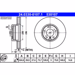 Disque de frein ATE Power Disc 24.0330-0107.1, 1 pièce