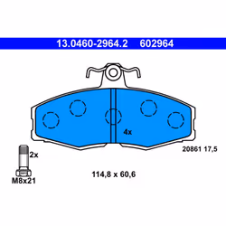 Jeu de plaquettes de frein ATE 13.0460-2964.2, avant
